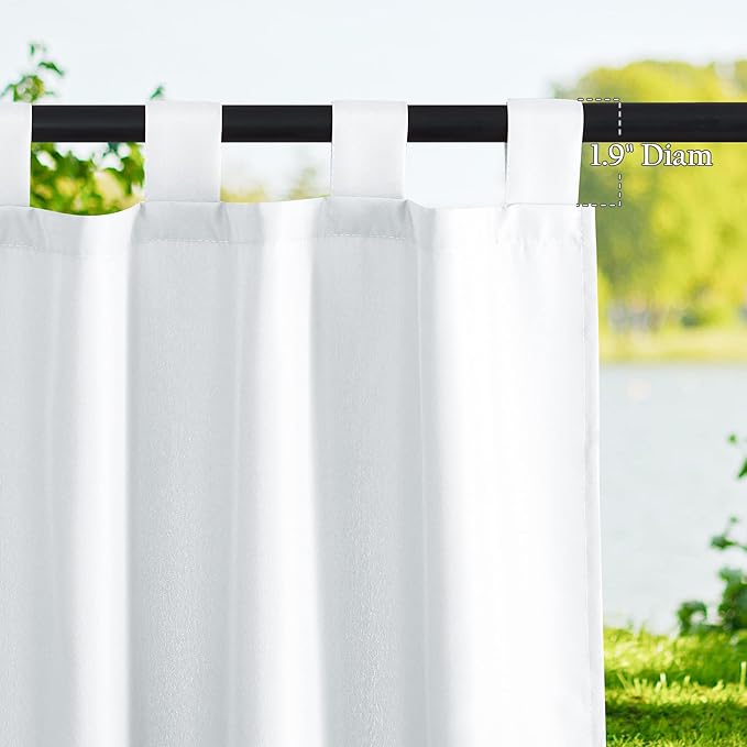 NICETOWN 2 Panels Waterproof Outdoor Curtains for Patio, Tab Top Indoor Outdoor Window Treatments Thermal Insulated Porch Panels Privacy for All Season, W55 x L95, Pure White