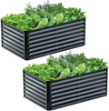 4x2x2FT Galvanized Raised Garden Bed,Galvanized Planter Boxes Outdoor, Large Metal Raised Garden Beds for Vegetables-Grey