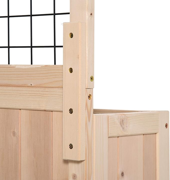 Outsunny 3-Tiers Raised Garden Bed with Trellis, 53" H Vertical Planter Box with Wheels & Back Storage Area, for Flowers, Vegetables, Herbs, Natural