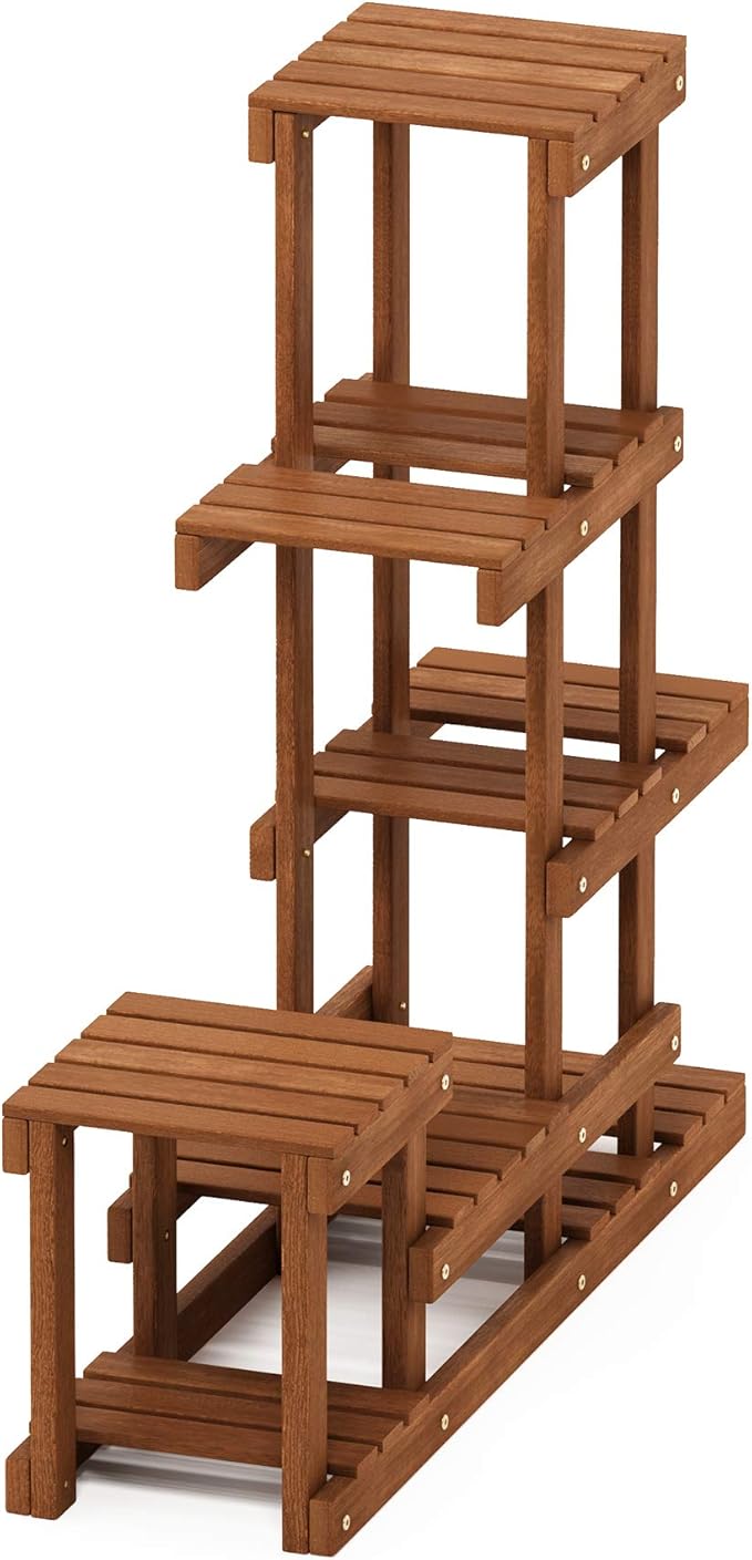 Furinno FG18451 Tioman Hardwood Patio Furniture Outdoor Flower Stand in Teak Oil, Natural