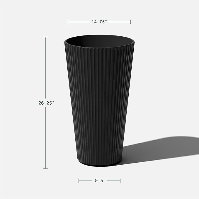Veradek Demi Series Tall Planter for Porch, Patio, Backyard | Durable Plastic-Stone Composite Material | Modern Décor for Tall Plants, Grasses
