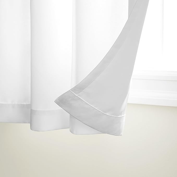 Town & Country Basics Cabana Solid Heavyweight Indoor Outdoor Curtains, Light Filtering Opacity with Grommet Top, Water Repellent, 2-Pack Set, 54"x132", White