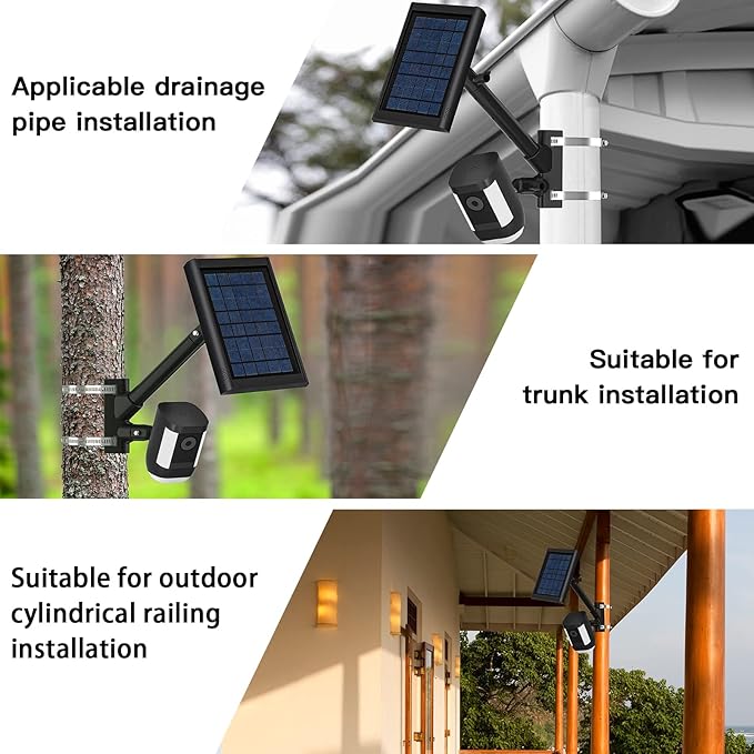 HOLACA 2-in-1 Pole Mounting Bracket for Stick Up Cam Pro Solar Panel, Spotlight Cam Pro/Plus and Stick Up Cam Battery/Wired Outdoor Mount Accessories for Ring SuperSolar Panel (Black)