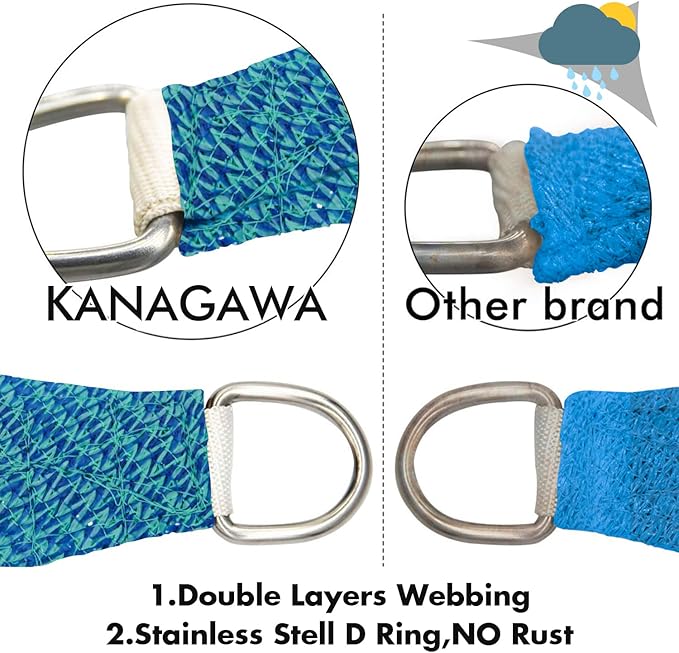 KANAGAWA 14'X14' Turquoise Mix Custom Size Sun Shade Sail Square UV Block Canopy Cover for Patio Backyard Lawn Garden Outdoor (Customized Available)