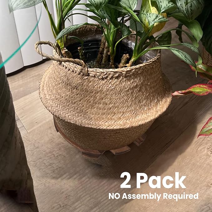 2 Pack Plant Stand with Wheels, Plant Caddies with 360° Lockable Smooth Sliding Wheels Durable Sturdy, Outdoor/Indoor Heavy Duty Rolling Plant Stand for Plant Pot,Flower Pot (Dark Brown 14")