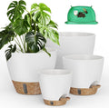 Plant Pots, 12" 10" 6" 8" Inch Self Watering Pots with Water Level Indicator, Set of 5 Flower Pots Indoor with Drainage Holes, Modern Planters for Indoor Outdoor Plants, Room & Office Décor