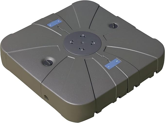 Outsunny Square Cantilever Patio Umbrella Base with 4 Wheels for Easy Moving, Heavy Duty Umbrella Stand Weight, 330 lb Capacity Sand or 249 lb Capacity Water, Coffee