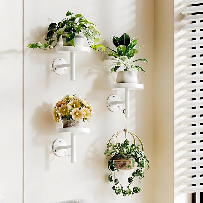 YUOROS 3 Pack Wall Planters for Indoor Plants Hanging Shelf Wall Mounted Plant Hanging Holder (White)