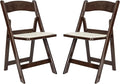 Flash Furniture Hercules Commercial Indoor/Outdoor Folding Event Chair, Wood Look, Weather-Resistant, Lightweight Design, Versatile Use, Set of 2, Dark Brown