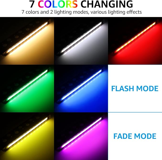 LEONLITE 8-Pack Premium Series RGB 12 Inch 5W LED Retaining Wall Lights Swivel, Color Changing Hardscape Lighting Low Voltage, 12V-24V AC/DC LED Landscape Hardscape Paver Light, Outdoor Step Light ETL