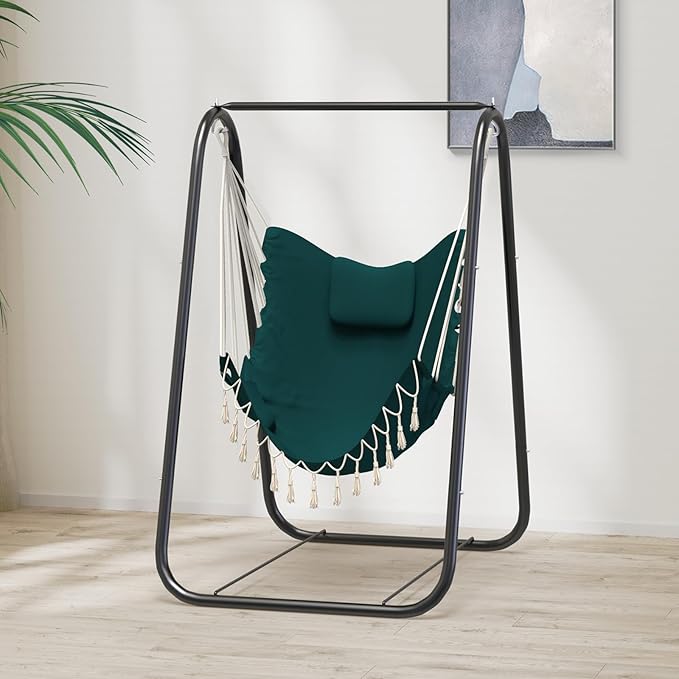 G TALECO GEAR Hammock Chair with Stand,Heavy-Duty and Rustproof Hanging Chair with Stand,Hammock Swing Chair Stand,for Indoor Outdoor Patio Yard Garden Porch (Green)