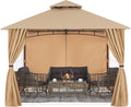 MASTERCANOPY Patio Gazebo Steel Frame Outdoor Gazebo with Windows Curtains (10x12,Beige)