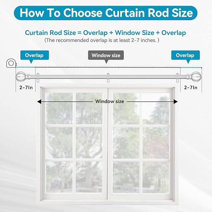 Silver Curtain Rods for Windows 28 to 48 Inch, 5/8" Diameter Heavy Duty Metal Adjustable Small Drapery Rod With Bracket