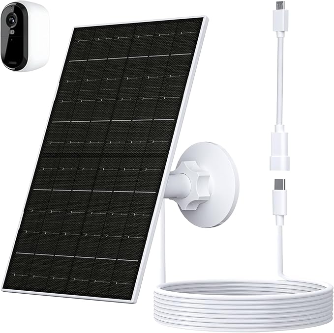 7W Solar Panel for Arlo Essential 2K (2nd Gen), Essential XL & Spotlight Cameras, USB-C Solar Charger for 5V Battery Cameras, IP66 Waterproof, 360° Adjustable Mount, 9.8ft Cable