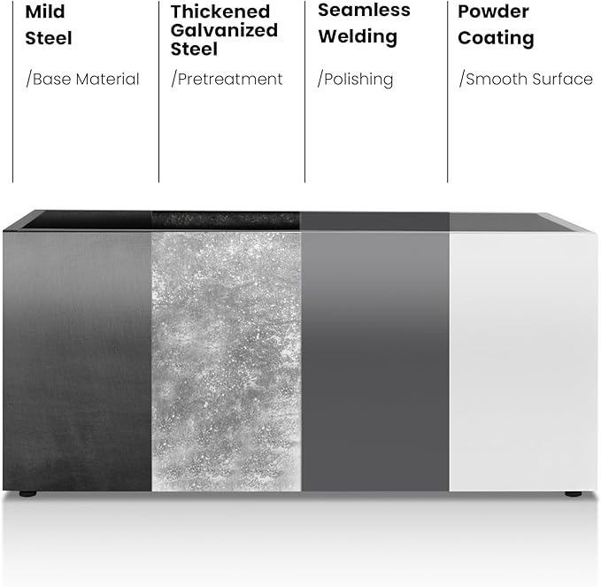 GSK 30" L White LED Metal Planter with Light Outdoor Illuminate Magnetic 3000K Lighting Strips Rectangular Flower Box Rectangle Trough Drainage Holes Indoor Patio Balcony Garden