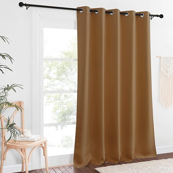 NICETOWN Blackout Curtains 84 Inch Length, Thermal Insulated Curtains for Bedroom Grommet Energy Saving Room Darkening Drapes for Living Room Window, 1 Panel, Gold Brown, 66" W x 102" L