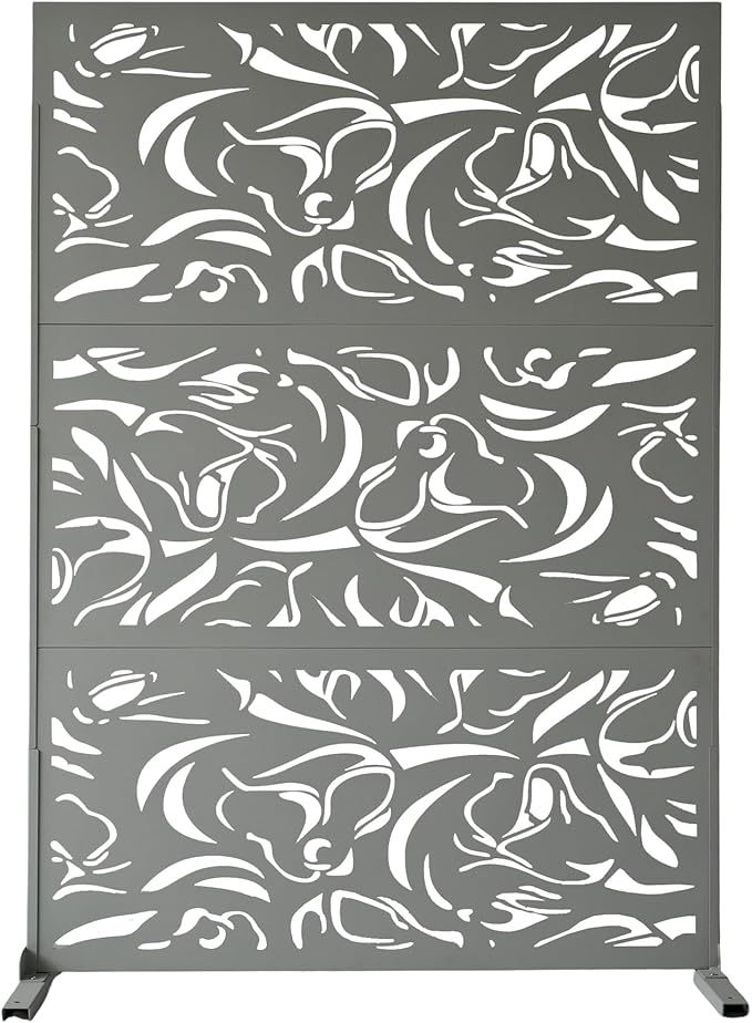 Oakland Living 6 ft. X 4 ft. Grey Freestanding Metal Privacy Screen Room Divider