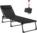 Outsunny Folding Chaise Lounge Chair, Patio Sun Tanning Chair, Outdoor Chaise Lounger with 4-Position Reclining Back, Breathable Mesh Seat for Beach, Poolside, Yard, Black