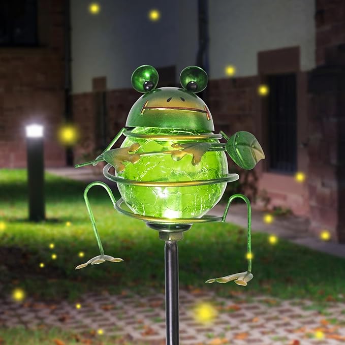 Bshine Solar Frog Garden Lights Outdoor - Solar Powered Stake Waterproof Pathway Lights for Yard, Garden Path, Landscape Decor - Cute Lawn Ornaments & Unique Gardening Frog Gifts for Mom, Frog Lovers
