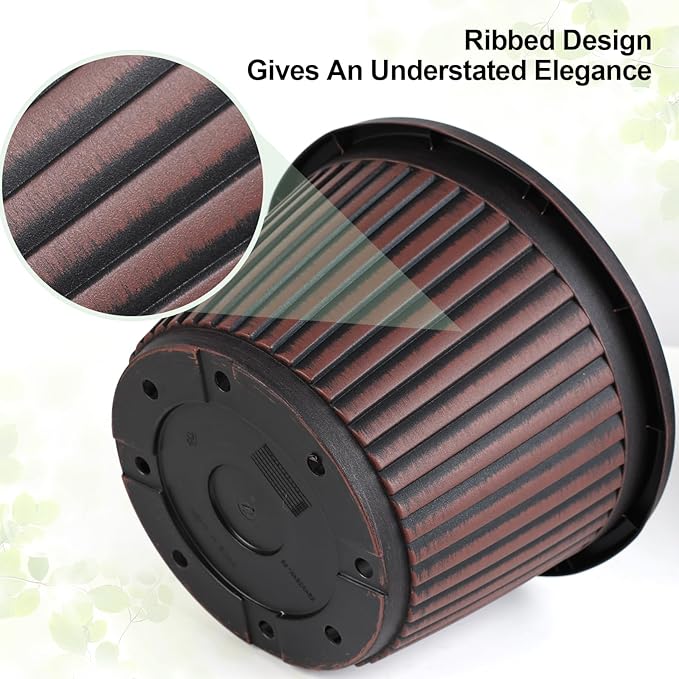 Planter-Pots-for-Plants-Indoor-Outdoor, 4 Pack 10 Inch Plastic Flower Pots with Saucer & Drainage Holes, Modern Garden Planters for Planting Medium Large Plants，Decorative Resin Garden Pots