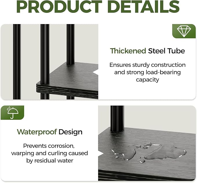 Bamworld Tall Plant Stand Indoor, Corner 7 Tier Metal Plant Shelf for Multiple Plants, Tiered Flower Pot Stands for Patio Garden Balcony Living Room Bedroom, Black