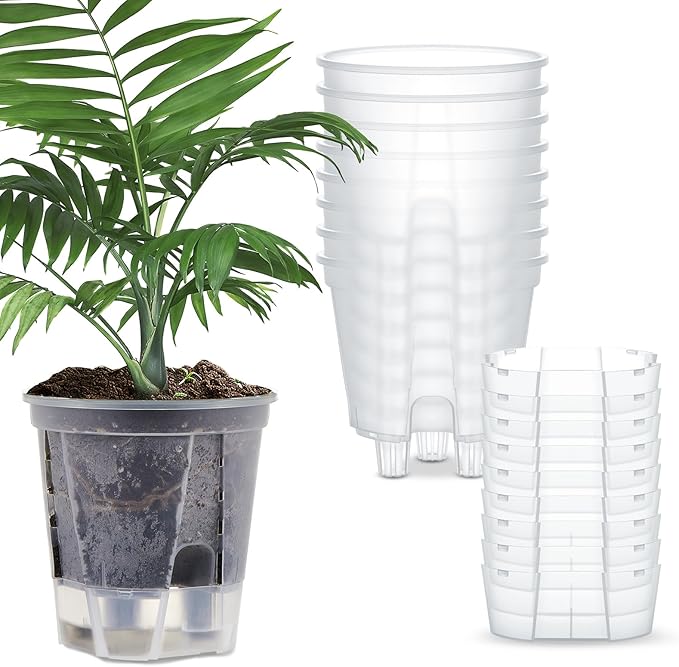 Self Watering Pots for Indoor Plants with Deep Reservoir and High Drainage Holes for Outdoor Plants and Flowers, Bare Root Planter(4.72'',Clear,9 Pcs)