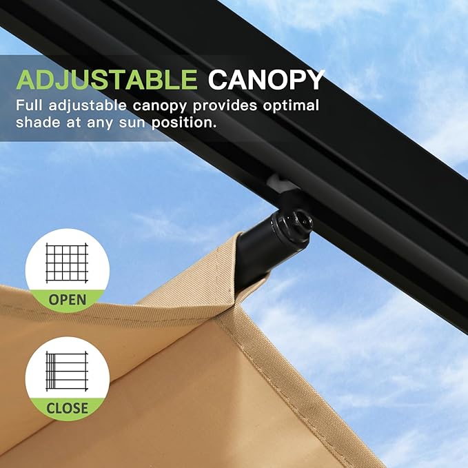 Aoxun 10'x10' Outdoor Pergola, Patio Aluminum Pergola with Upgraded Retractable Canopy, Heavy Duty Metal Pergolas and Gazebos with Adjustable Sun Shade Cover for Modern Backyard, Deck, Garden