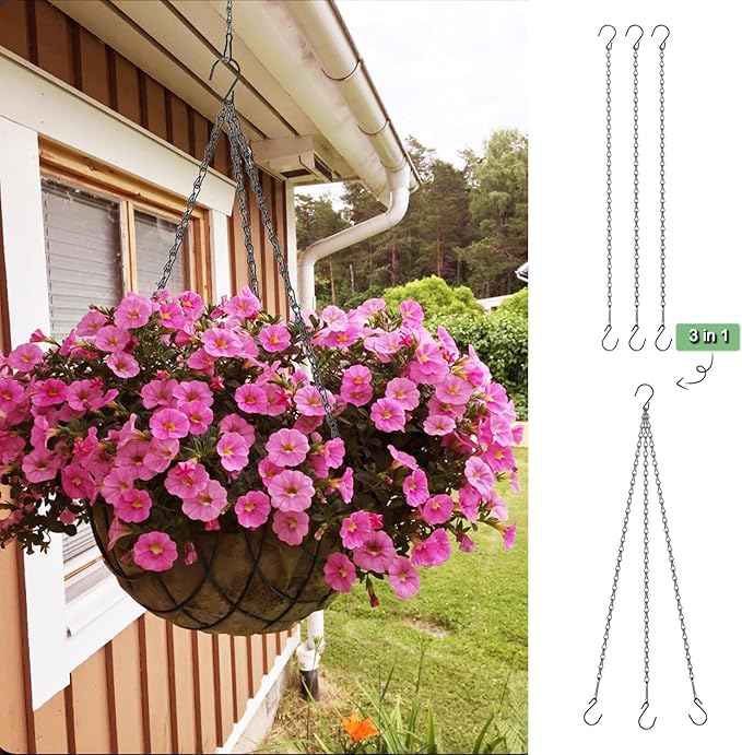 Chain for Hanging Plants, Adjustable Hanging Chain with Hooks, 21 Inch, Black – 10 Pack Heavy Duty for Hanging Bird Feeders,Grow Lights, Potted Plants, Neon Sign, Christmas Wrea