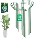 10 Pack 30 Inch Plant Support Stakes, Heavy-Duty Half Round Peony Support Ring Cage, Metal Garden Plant Stakes for Outdoor Plants - Peony, Tomato, Hydrangea with Cuttable Plant Ties