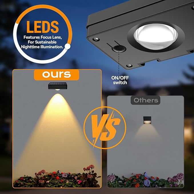 Solar LED Wall Light,RGB Color Changing Spotlight - Waterproof Outdoor Garden Path Lighting,10 Modes Auto On/Off,IP44 ABS Material,30H Runtime No Wiring Needed for Yard & Courtyard (6 P)