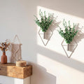 2 Pieces Wall Decor Hanging Planters with Artificial Plants Metal Hanging Vase Indoor Plants Holder Modern Boho Wall Art for Bathroom Bedroom Living Room Decor(Silver, Eucalyptus)