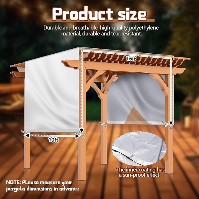 Universal Pergola Replacement Canopy Outdoor Canopy Shade Cover Waterproof Shade Top Cover for Outdoor Patio Porch Backyard(16 x 10 ft,Beige)