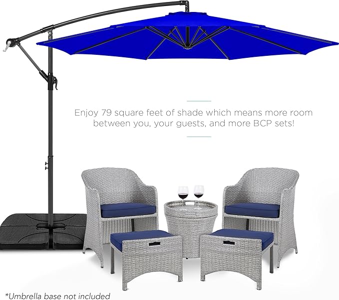Best Choice Products 10ft Offset Cantilever Hanging Market Patio Umbrella, 8 Sturdy Ribs, Easy Adjustment - Resort Blue