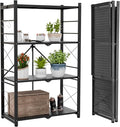 EAGLE PEAK 4-Tier Foldable Greenhouse Shelf, Heavy Duty Metal Storage Rack, No Assembly Steel Shelving Unit, Plant Stand for Greenhouse and Multi-Use Storage, 28”x14.6”x44.7”, 520 lbs, 1 Pack, Black