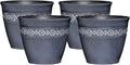 Classic Home and Garden Corinthian Resin Flower Pot Planter, Storm Blue, 8" (Pack of 4)
