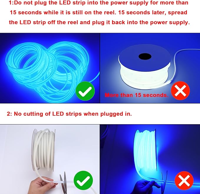 AC 110V COB LED Strip Lights Outdoor Waterproof 65.6ft, Blue Super Bright 200W LED Rope Light, IP65 Flexible Cuttable, for Bedroom Garden Commercial House Gaming Room Decor