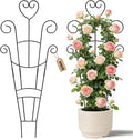 30 Inch Plant Trellis for Climbing Plants Indoor, Outdoor Metal Garden Trellis for Potted Plants, Houseplant Plant Support for Ivy Pothos Monstera Hoya Flower Vine Black Heart (Black-2pcs)