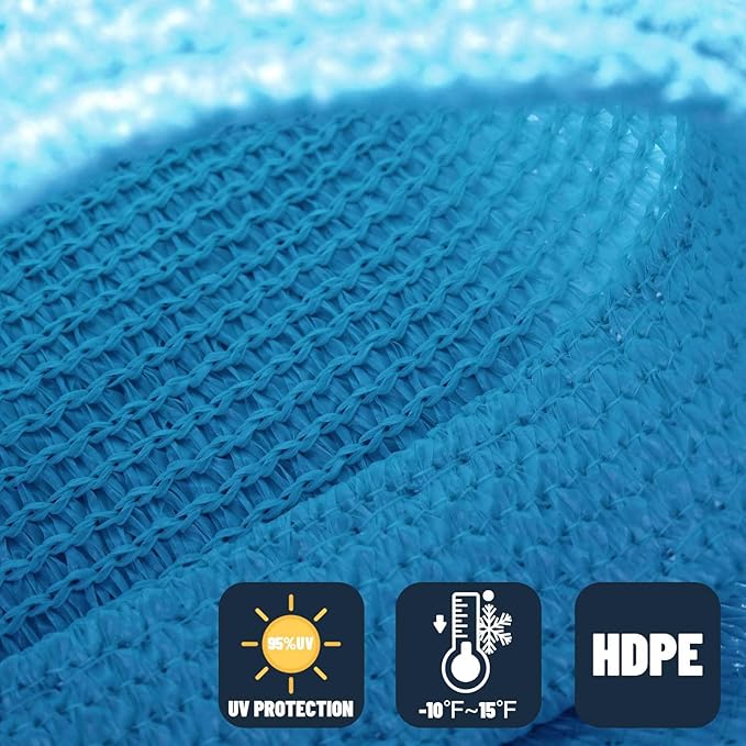 SUNNY GUARD Custom Size 16'x24'x28.8' Triangle Turquoise Blue UV Block Sunshade for Backyard Yard Deck Patio Garden Outdoor Activities and Facility(Customized)