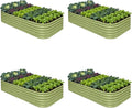 4-Pack Galvanized Raised Garden Bed 8x4x1.5 | 10x2x1.5 ft, 18" Tall Metal Planter Boxes Outdoor for Herb Vegetable, Modular Raised Flower Bed for Gardening with Zn-Al-Mg Coated - Moss Green