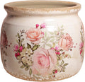 Ceramic Planter for Indoor Plants, 6.29 Inch Rose Pattern Crackle Glaze Flower Pot with Drainage Hole, Orchid Succulent Pots, European Farmhouse Bedroom Balcony Decor Gift, Pink