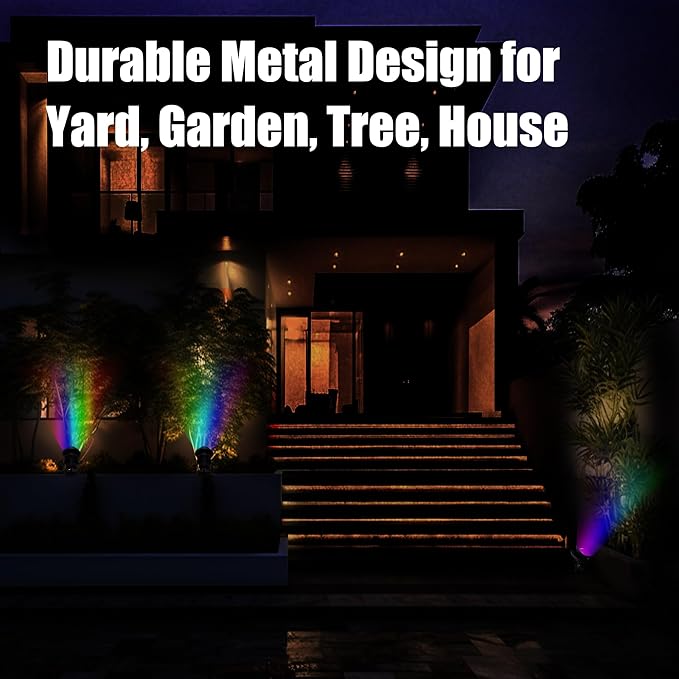 Color Spot Light Outdoor 2-Pack, 120V 12W Waterproof LED Landscape Spotlights, Plug-in Durable Spotlight Outdoor for Yard, Garden, Patio, Tree, House, Halloween, Christmas