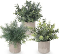 Lemonfilter Small Fake Plants, 3PCS Mini Potted Artificial Plastic Eucalyptus Plants Indoor Modern Farmhouse Decor, Fake Potted Plant for Home Bathroom Bedroom Office Shelves Decor