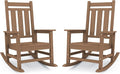 KINGYES Oversized Outdoor Rocking Chair Set of 2, All-Weather Patio Rocking Chairs for Porch, HDPE Outdoor Patio Rockers with High Back & Wide Seat for Garden, Lawn, Brown