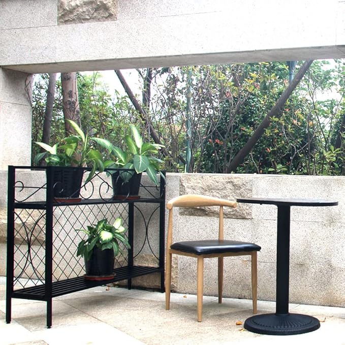 Zhongma 2 Tier Metal Sturdy Narrow Plant Stand, 47.24L x 12.6 W x 35.43 H inch, Indoor and Outdoor Heavy Duty Metal Plant shelf for Small Spaces 440 LBS Capacity