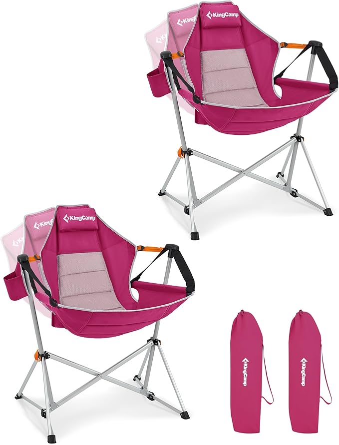 KingCamp Hammock Camping Chair, Swinging Portable Folding Camp Chairs for Adults Max 400lbs Heavy Duty Foldable Oversized Rocker with Aluminum Alloy Frame Cup Holder for Outdoor Beach Patio Sport