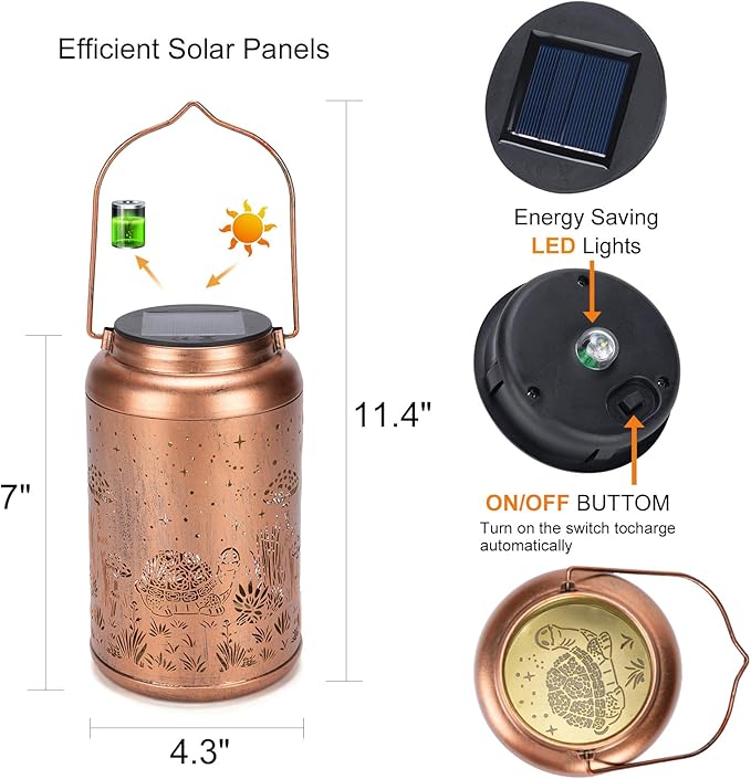2 Pack Turtles Solar Lanterns Outdoor Waterproof - Mothers Day Gifts for Mom Grandma, Birthday Gifts for Women Solar Lights Outdoor Garden Decor for Outside, Patio, Outdoor, Yard