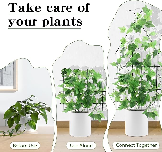 ZOUTOG Trellis for Climbing Plants Indoor 4 Pack 30 Inch,Rustproof Metal Garden Trellis for Potted Plants,Houseplant Support Indoor Outdoor for Ivy Pothos Monstera Hoya Flower Vines(House Shape)