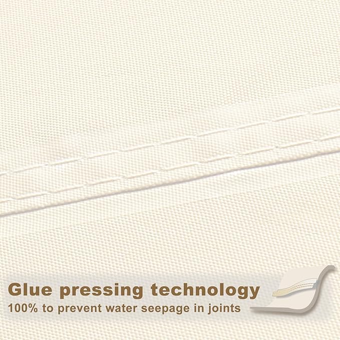 SUNNY GUARD Waterproof Sun Shade Sail 9' x 9' Cream Rectangle UV Block Sunshade for Backyard Yard Deck Patio Garden Outdoor Activities and Facility(Customized)