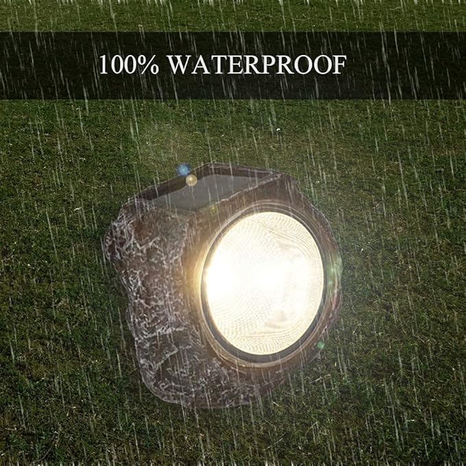 EiGreen 4 Pack Solar Garden Rock Lights Outdoor Decorative, 10 LED Waterproof Yard Pathway Lights,Solar Spot Lights Outdoor, for Ideal for Garden Walkway Pathway Patio
