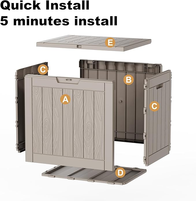 30 Gallon Outdoor Deck Box, Lockable Waterproof Outdoor Storage Boxes For Garden Tools,Indoor Cushions,Accessories Outside Storage Resin Weatherproof Container(Grey)
